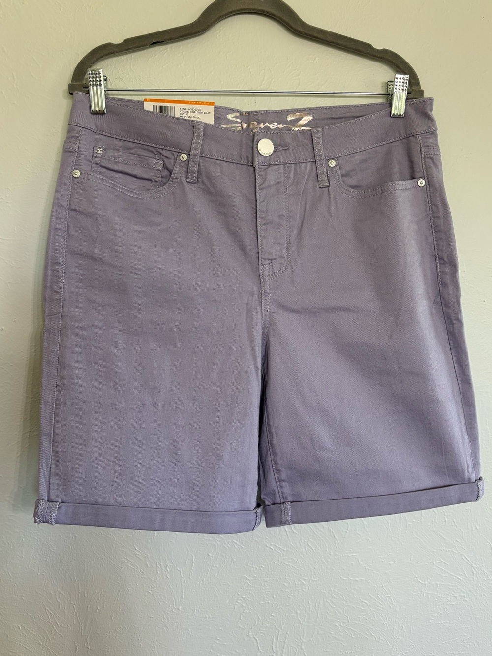 Women's Lilac Casual Roll-Hem Shorts